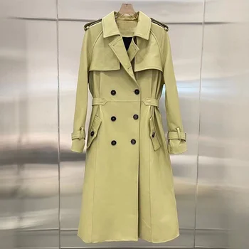 X Uzun Ceket bahar kadın ceketi Hakiki Deri Gerçek Koyun Derisi Elbise 2022 Yeni Varış Giyim Kruvaze