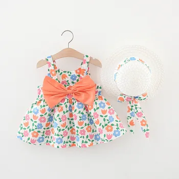 LZH Küçük Taze Bebek Kız Giysileri 2022 Yeni Tatlı yaz elbisesi Kızlar İçin rahat elbise Çiçek çocuk Yelek Prenses Elbise setleri