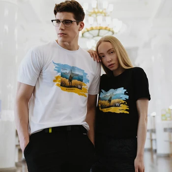 Ukrayna Damga Orta Parmak Cevap Batık Savaş Gemisi Gurur Bayrağı T Shirt. Kısa Kollu %100 % Pamuk Rahat T-Shirt Gevşek Üst Yeni