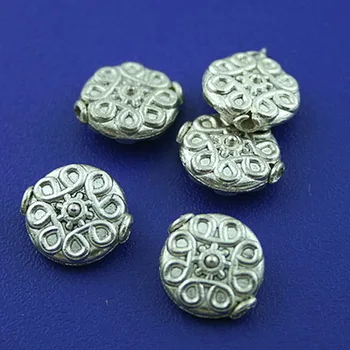 30 adet Tibet gümüş ton Disk halka boncuk h1460