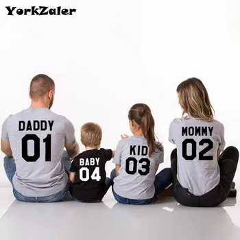 Yaz Aile Eşleştirme Giyim Eşleştirme Baba Anne Kızı Oğul Giysileri Kıyafetler kısa kollu tişört Bebek Kız Erkek Giysileri