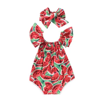 2019 Yaz Bebek Bebek Kız Karpuz Romper Bodysuit Tulum Kıyafetler Sunsuit