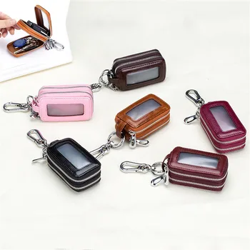 Moda Deri Araba anahtar çantası Çift Cep Fermuar Mini Cüzdan Erkek kadın Anahtarlık anahtar çantası Cüzdan Anahtarlık Çilingirler Çanta