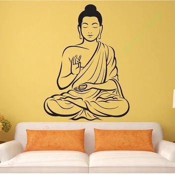 Yeni Varış Vinil Duvar sticker Buda Yoga Tanrı Om Duvar Çıkartması Meditasyon Buda Hindistan Asya Manevi Uyanmış Bir ev dekor