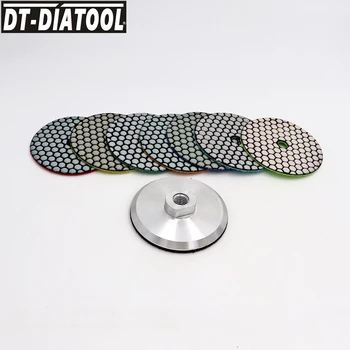 DT-DIATOOL 8 adet/takım Elmas Kuru Parlatma Pedleri ve AL bazlı destek Reçine Bond Zımpara Diski Granit Mermer Dia 4