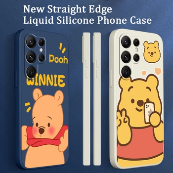 Disney Winnie the Pooh Serin Telefon Kılıfı İçin Samsung Galaxy S22 S21 S20 FE S10 Not 20 10 Artı Lite Ultra 5G Sıvı Halat Kapak