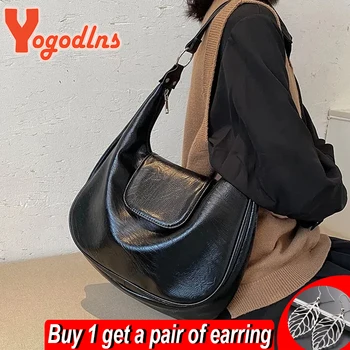 Yogodlns Retro Yumuşak Deri omuzdan askili çanta Kadınlar için Trendy Koltukaltı Çanta Tasarımcısı yüksek kaliteli çapraz askılı çanta Bayan Çanta