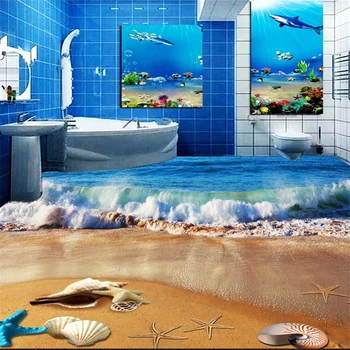 beibehang Duvar Kağıdı Duvar duvar çıkartmaları Plaj Sandviç Banyo Yatak Odası 3D Zemin papel de parede duvar kağıdı duvarlar için 3 D