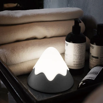 Kar Dağ Lambası 3D LED şarj edilebilir USB Pil Gece Lambası Yumuşak Silikon Oyuncak Bebek Odası Masa Masa Dekorasyon Ev İçin