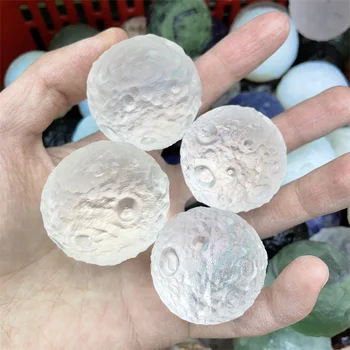 Doğal Temizle Kuvars Kristal Küre Topları Oyma Ay Topu şifa taşı Halk El Sanatları İçin 1 adet