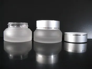 30 adet 15g şeffaf buzlu cam krem kavanoz mat gümüş alüminyum kapaklı, 15g kozmetik kavanoz, mini cam kozmetik kavanoz göz kremi için
