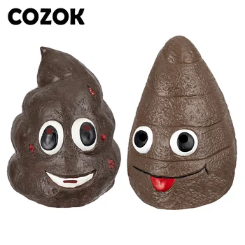 COZOK Komik Kaka Cosplay Maskeleri Dışkı Gübre Toprak Dışkı Gülümseme Cosplay Maske Lateks Kask Cadılar Bayramı Partisi Karnaval Sahne