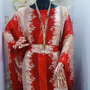 Abaya Dubai Maxi Elbiseler Kadınlar İçin Tasarım Gevşek O-Boyun Zarif Çiçek Baskı Uzun Kollu Müslüman Vetement Akşam Elbise NO. 032