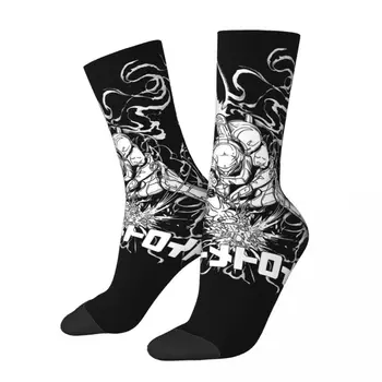 Komik Çılgın Çorap Erkekler için Tasarım Hip Hop Harajuku Metroid Sıfır Görev Oyunu Mutlu Kaliteli Desen Baskılı Erkek Ekip Çorap Hediye