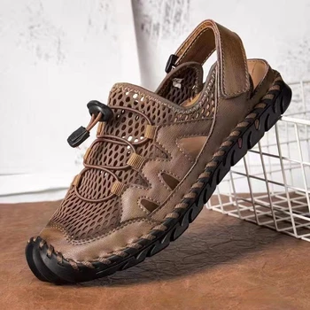 2021 Yeni Sandalet erkek El Dikişli Rahat Ins Rahat Açık Nefes erkek Artı Boyutu Plaj Hafif Shoessr65