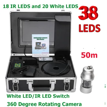9 inç 38 LEDs Sualtı balıkçılık kamera 50 M 360 Derece kaydırma kamera F8300W-2L uzaktan kumanda ile pil ile