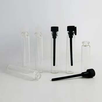 500x1. 5 ml Doldurulabilir Parfüm Örnekleri Mini Şişeler Siyah Kapaklı Boş Cam Şişeler Damlalık Şişe Seyahat ve Parti için