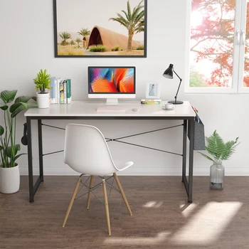 Ofis masaüstü bilgisayar Masası 47 inç Ev Ofis Yazma çalışma masası Modern Basit Tarzı dizüstü bilgisayar masası ile saklama çantası Beyaz