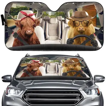 Tup Komik Çiftlik Hayvan Ön Cam Güneş Gölge, Yayla Sığır bir Şapka araç ön camı ZSunshade21121805 0