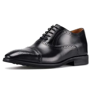 Marka Yeni El Yapımı erkek Brogue Ayakkabı Deri Yüksekliği Artan 6 CM Asansör Resmi Elbise Ayakkabı Düğün / İş