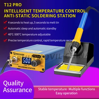 MEKANIK T12 Pro akıllı anti-statik LED dijital ekran termostat lehimleme istasyonu elektrikli havya hızlı ısıtma