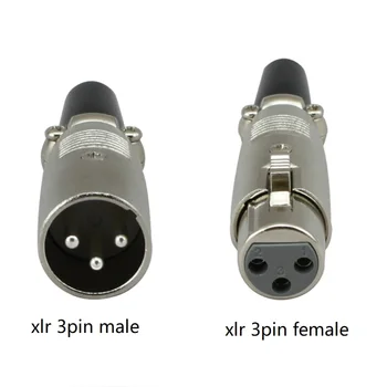 2 Çift 3Pin XLR Erkek ve Dişi Mikrofon Ses Kablosu Fiş Konnektörleri Topu Kablo Fişi