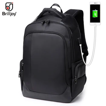 Brilljoy 15.6 inç USB Şarj erkek Sırt Çantası Nefes iş dizüstü Sırt Çantası Su İtici seyahat sırt çantaları okul çantası