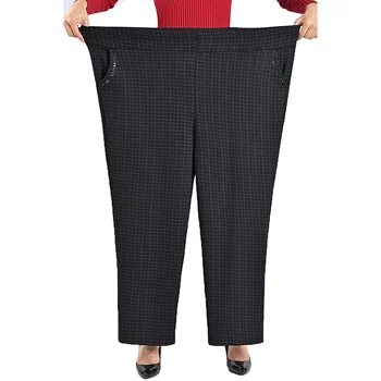 8XL / 100 kg Kadın Pantolon Orta Yaşlı ve Yaşlı kadın pantolonları Sonbahar Kış Elastik Kuvvet Yüksek Bel Rahat pantolon Anne Elbise