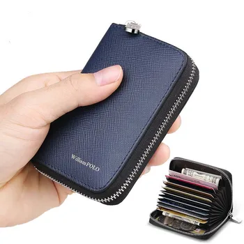 High-end marka deri erkek cüzdanları, moda fermuar tasarımı, çok fonksiyonlu kart tutucu, büyük kapasiteli kimlik kartı tutucu cüzdan