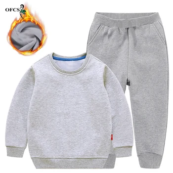 Bebek Giyim çocuk Takım Elbise 2-12Years Erkek Kız Artı Kadife Sıcak Doğum Günü Eşofman Çocuklar Marka Spor Tişörtü Üst + Pantolon