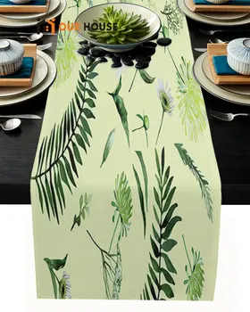 Minimalist Yeşil Çiçek Papatya Düğün Ev Partisi Masa Koşucular Kahve masa süsü Yerleştirme Mutfak yemek masası Paspaslar