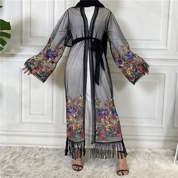 Bayram Kadınlar Müslüman İşlemeli Örgü Elbise Fas Kaftan İslam Giyim Arapça Abaya Dubai Türkiye Hırka Elbiseler Müslüman Elbise