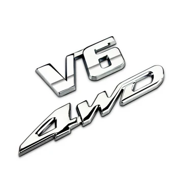 2 Adet 3D Metal V6 4WD Araba Yan Çamurluk Arka bagaj amblemi Rozeti Sticker Çıkartmaları Highlander, araba aksesuarları süslemeleri