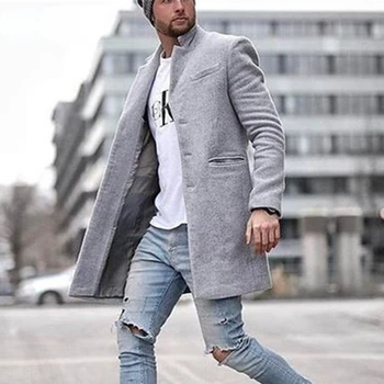 2022 erkek Moda Zarif Yün Rüzgarlık Kalınlaşmış Sıcak Uzun Ceket Sonbahar Kış Moda Rahat Siper Elbise