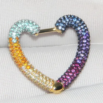 Gümüş Küpe Kadınlar için Renkli Kristaller Kalp Şeklinde Aşk kulak klipsi Büyük Kişiselleştirilmiş Süs