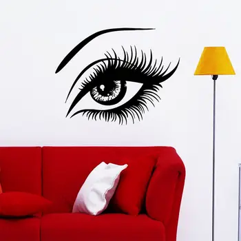 Güzellik Göz Siyah duvar çıkartmaları Moda Kız Salon Spa Dükkanı Dekor Bayan Yatak Odası Ev Çıkartmaları Pinturas Murais duvar D226