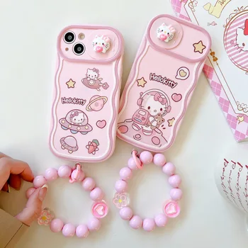 Sevimli Sanrio Hello Kitty İle Kordon İtme Çöp Lens Telefon Kılıfı İçin iPhone 14 13 12 11 Pro Max iPhone 11 Anti-damla Arka Kapak