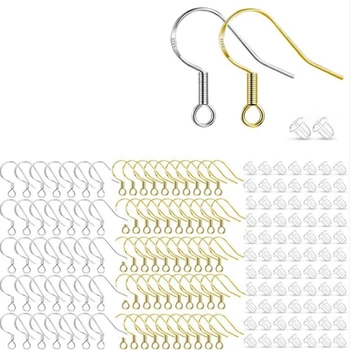 200 ADET / 100 Pairs Gümüş ve Altın Hipoalerjenik kanca küpeler, fransız balık oltası Kulak Telleri DIY Takı Yapımı İçin