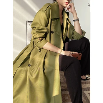 Kadın Trençkot 2020 Bahar Moda Kruvaze Trençkot Kadınlar İçin Uzun Palto Kemer kadın Rüzgarlık Abrigo Mujer