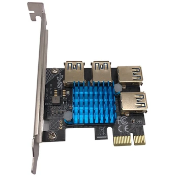 Pcıe 1 İla 4 PCI Express yükseltici kart, 1 İla 4 USB 3.0 adaptör kartı ile büyük ısı emici, PCI-E 1X harici 4 USB 3.0