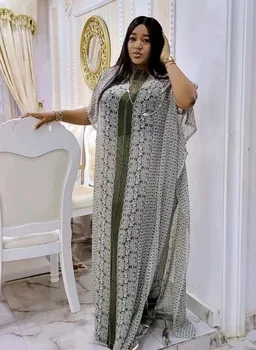 2022 Trend Yeni Afrika Elbise Dijital Baskılı Şifon Hırka İki Parçalı pantolon seti Parti Kumaş Güzel Elbise
