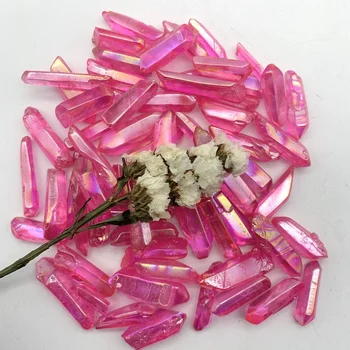 Güzel 50g elektroliz ışık RoseTitanium Aura Lemurya tohum kuvars kristal noktası taşlar şifa doğal Mineraller