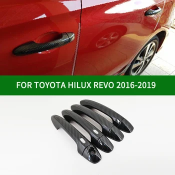 2016-2019 TOYOTA HİLUX REVO Pickup araba kapı kolu kapağı,AN120 AN130 karbon fiber desen kapı kolu kapak trim 2017 2018
