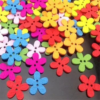 50/100 adet 15mm 2 Delik Karışık Çiçek Ahşap dekoratif Düğmeler Fit Dikiş Scrapbooking El Sanatları WB65