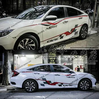 Araba Sticker Honda Civic 2016-2020 İÇİN Modifiye Kişiselleştirilmiş Dekoratif Çıkartmalar Vücut Spor Latte Çizgili
