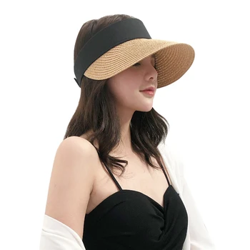 Kadın Hasır Şapka güneş şapkası Geniş Ağızlı Yaz UV Koruma plaj şapkası Katlanabilir Ambalaj Kore Açık Spor Balıkçılık Boş silindir şapka