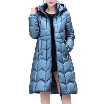 Pamuklu Uzun Ceket Kadın Kış Katı Kapşonlu Uzun Kollu Fermuar Basit İnce Sıcak Rahat Kadın Palto Moda 2022 Dış Giyim N76