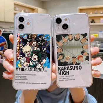 Anime Haikyuu!! My Hero Academia Yumuşak Şeffaf Telefon Kılıfı için Apple iPhone 11 12 13 X XR XS Pro 6 6S 7 8 Artı Max TPU Kılıfları