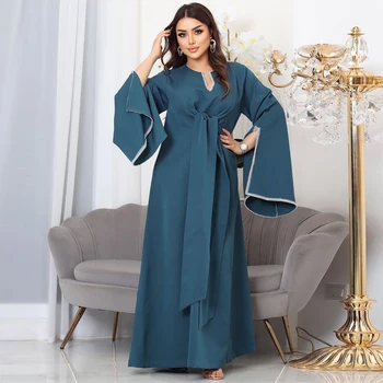 MD Ramazan Abayas Kadınlar İçin Dubai 2023 Kaftan Marocain Fener Kollu İşlemeli uzun elbise Kimono Femme Musulmane Elbise Arabe