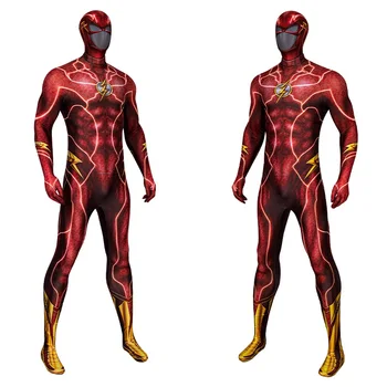 Süper kahraman Barry Cosplay Kostümleri Allen Maskeleri Spandex Zentai Tulumlar Tayt Bodysuits Cadılar Bayramı Erkekler İçin Kırmızı Tam Set